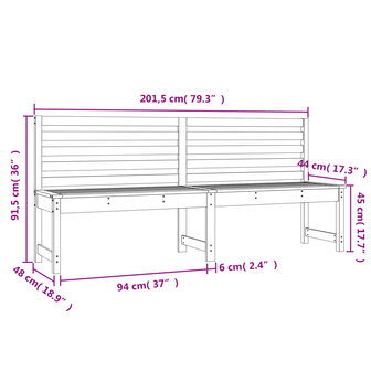 Tuinbank 201,5 cm massief grenenhout zwart 8720845691707 7