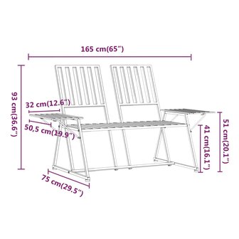 Tuinbank 2-zits 165 cm staal zwart 8720286837887 9