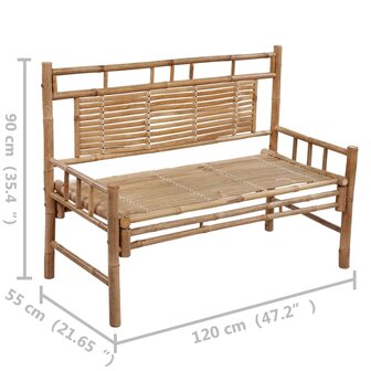 Tuinbank met kussen 120 cm bamboe 8720286278024 8