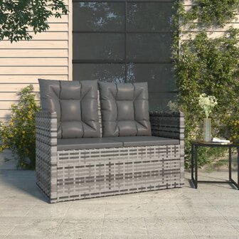 Tuinbank met kussens 105 cm poly rattan grijs 8720845730116 1