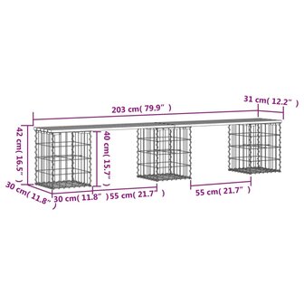 Tuinbank schanskorfontwerp 203x31x42 cm ge&iuml;mpregneerd hout 8720845445997 8