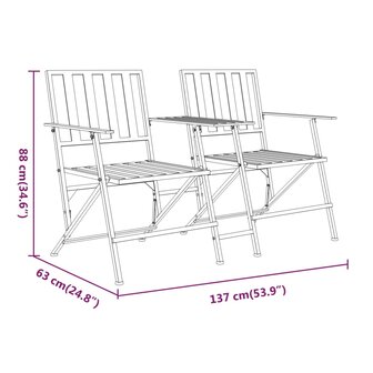 Tuinbank 2-zits inklapbaar 137 cm staal zwart 8720286837894 8