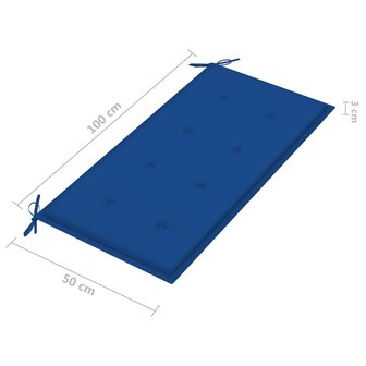 Tuinbank met koningsblauw kussen 112 cm massief teakhout 8720286265833 9