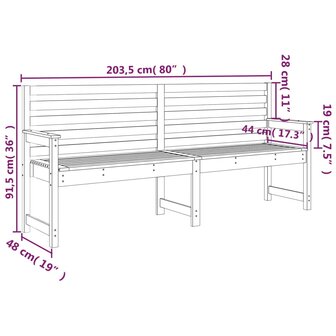 Tuinbank 203,5x48x91,5 cm massief grenenhout grijs 8720845691929 7