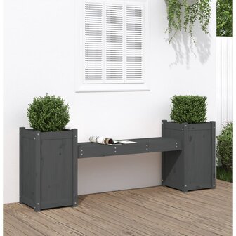 Bankje met plantenbakken 180x36x63 cm grenenhout grijs 8720845809218 1