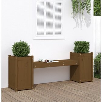 Bankje met plantenbakken 180x36x63 cm grenenhout honingbruin 8720845809225 1