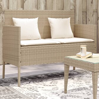 Tuinbank met kussens poly rattan beige 8721012309661 1