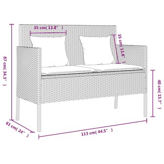 Tuinbank met kussens poly rattan beige 8721012309661 12