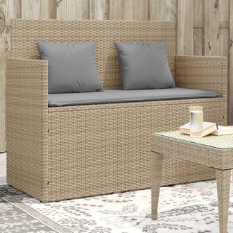 Tuinbank met kussens poly rattan beige 8721012309579 1