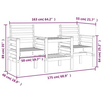 Tuinbank met tafel 2-zits massief douglashout 8720845809188 8