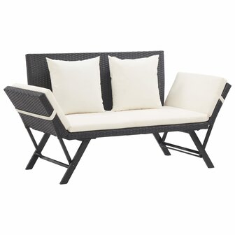 Tuinbankje met kussens 176 cm poly rattan zwart 8720286699270 1