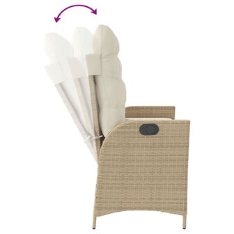 Tuinbankje verstelbaar met kussens poly rattan beige 8721012450561 6