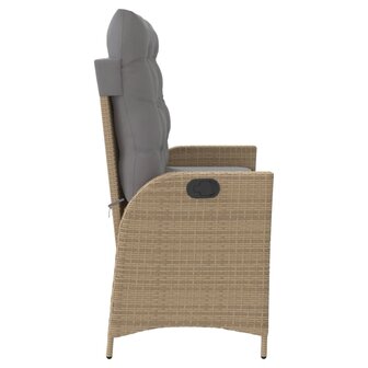 Tuinbankje verstelbaar met kussens poly rattan beige 8721012450578 4