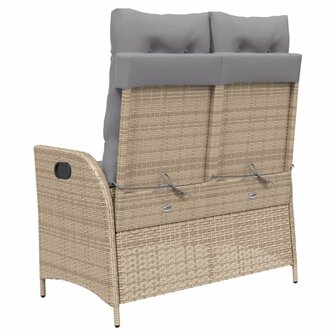 Tuinbankje verstelbaar met kussens poly rattan beige 8721012450578 5