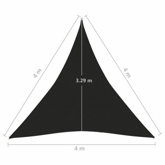 Zonnezeil 160 g/m&sup2; 4x4x4 m HDPE zwart 8720286103166 6