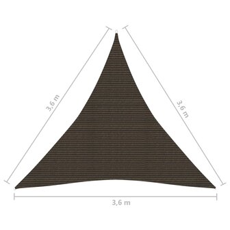 Zonnezeil 160 g/m&sup2; 3,6x3,6x3,6 m HDPE bruin 8720286103661 6