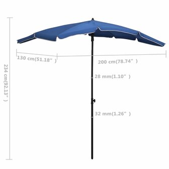 Parasol met paal 200x130 cm azuurblauw 8720286205174 6