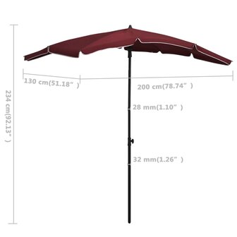 Parasol met paal 200x130 cm bordeauxrood 8720286205143 6