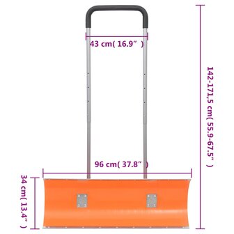 Sneeuwschep met uitschuifbaar handvat 96 cm bladstaal oranje 8720845951375 7