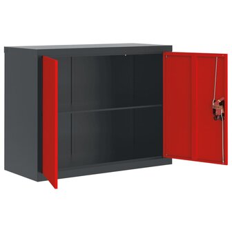 Archiefkast 90x40x70 cm staal antracietkleurig en rood 8720845889470 4