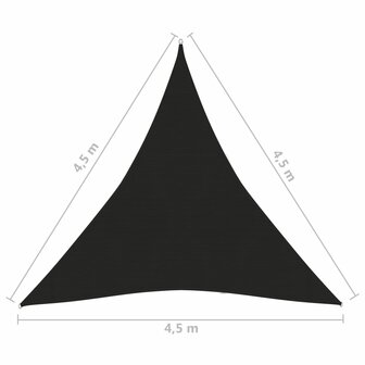 Zonnezeil 160 g/m&sup2; 4,5x4,5x4,5 m HDPE zwart 8720286103180 6