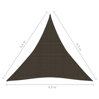 Zonnezeil 160 g/m&sup2; 4,5x4,5x4,5 m HDPE bruin 8720286103739 6