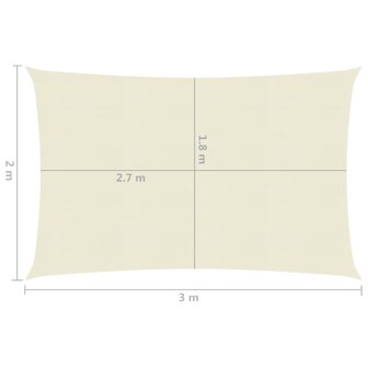 Zonnezeil 160 g/m&sup2; 2x3 m HDPE cr&egrave;mekleurig 8720286097359 6