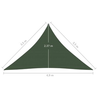 Zonnezeil 160 g/m&sup2; 3,5x3,5x4,9 m HDPE donkergroen 8720286100400 6