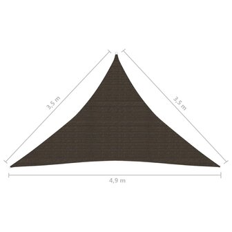 Zonnezeil 160 g/m&sup2; 3,5x3,5x4,9 m HDPE bruin 8720286103708 6