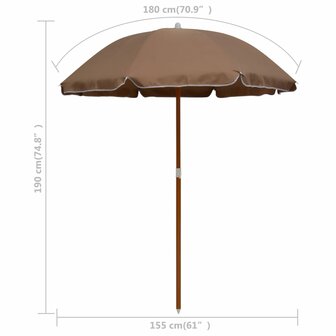 Parasol met stalen paal 180 cm taupe 8719883758800 5