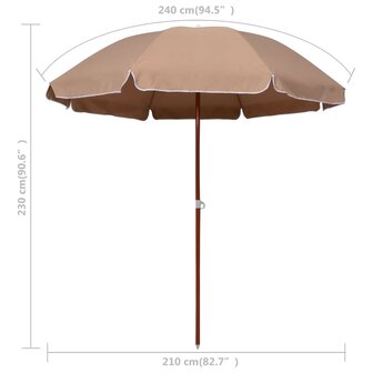 Parasol met stalen paal 240 cm taupe 8719883758817 5