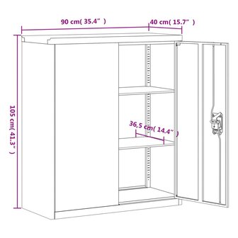 Archiefkast 90x40x105 cm staal wit 8720845889586 10