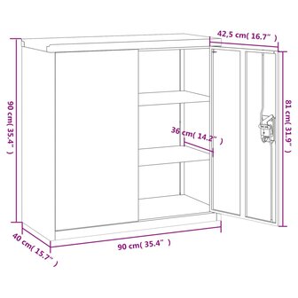 Archiefkast 90x40x90 cm staal wit 8720845889500 10