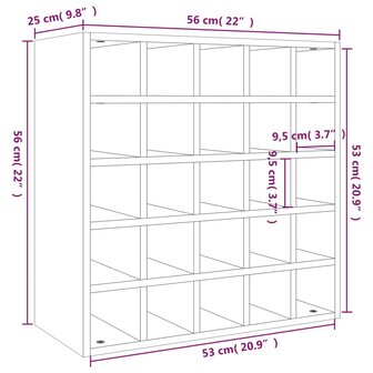 Wijnkast 56x25x56 cm massief grenenhout honingbruin 8720845556082 8