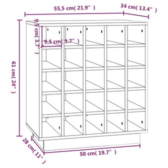 Wijnkast 55,5x34x61 cm massief grenenhout grijs 8720845555979 8