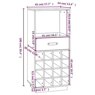 Wijnkast 45x34x100 cm massief grenenhout honingbruin 8720845556037 9