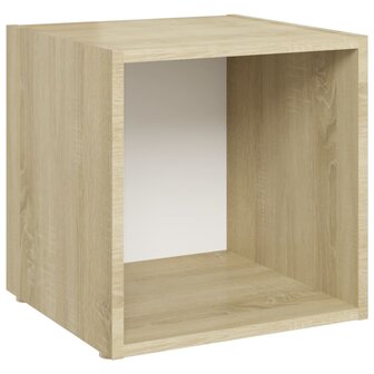 Tv-meubel 37x35x37 cm bewerkt hout wit en sonoma eikenkleurig 8720286354216 2