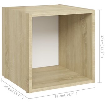 Tv-meubel 37x35x37 cm bewerkt hout wit en sonoma eikenkleurig 8720286354216 10