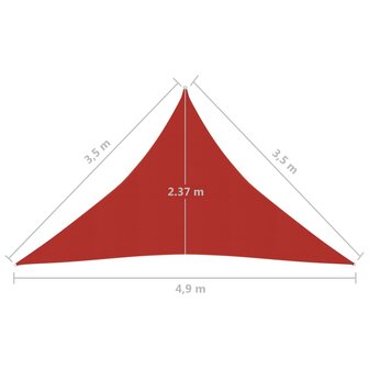 Zonnezeil 160 g/m&sup2; 3,5x3,5x4,9 m HDPE rood 8720286102053 6