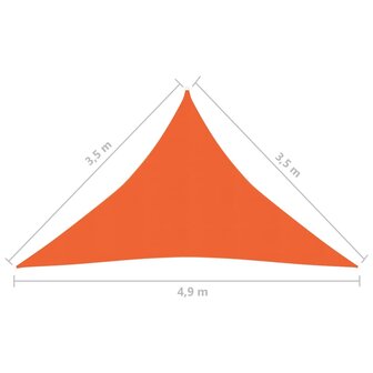 Zonnezeil 160 g/m&sup2; 3,5x3,5x4,9 m HDPE oranje 8720286102602 6