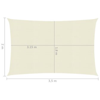 Zonnezeil 160 g/m&sup2; 2x3,5 m HDPE cr&egrave;mekleurig 8720286097366 6