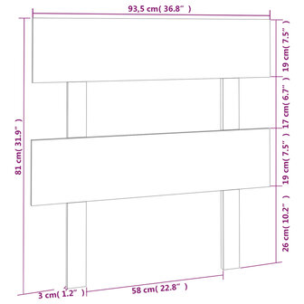 Hoofdbord 93,5x3x81 cm massief grenenhout zwart 8720287009351 6