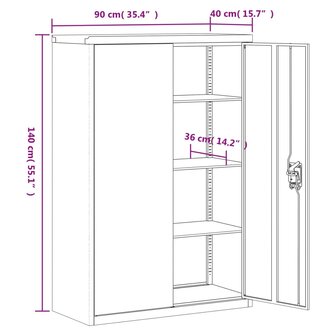 Archiefkast 90x40x140 cm staal antracietkleurig 8720845889692 10