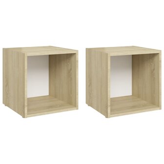 Tv-meubelen 2 st 37x35x37 cm bewerkt hout wit sonoma eikenkleur 8720286354223 2