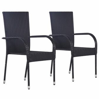 Tuinstoelen stapelbaar 2 st poly rattan zwart 8718475614760 1