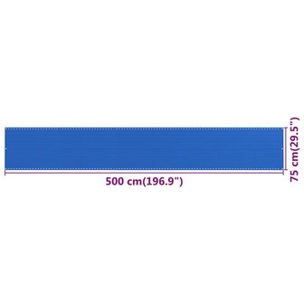 Balkonscherm 75x500 cm HDPE blauw 8720286095454 5