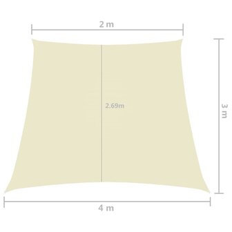 Zonnezeil trapezium 2/4x3 m oxford stof cr&egrave;mekleurig 8720286120422 6