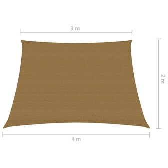 Zonnezeil 160 g/m&sup2; 3/4x2 m HDPE taupe 8720286099964 6