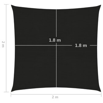 Zonnezeil 160 g/m&sup2; 2x2 m HDPE zwart 8720286102756 6