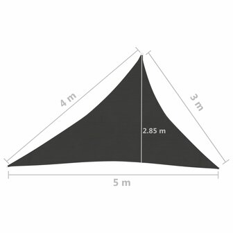 Zonnezeil 160 g/m&sup2; 3x4x5 m HDPE antracietkleurig 8720286096543 6